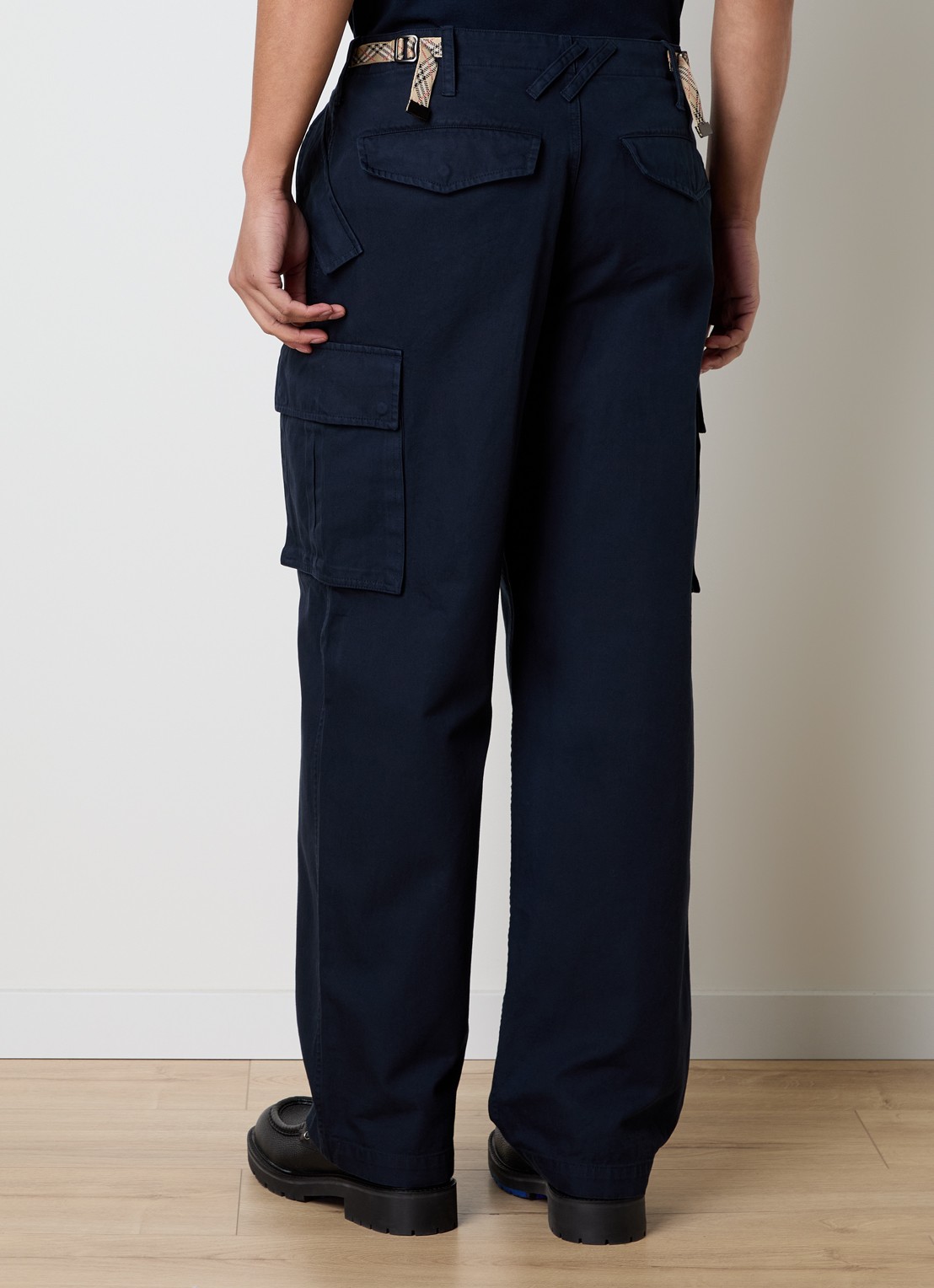 Burberry Cyrus loose fit cargobroek met klepzakken - achterkant donkerblauw