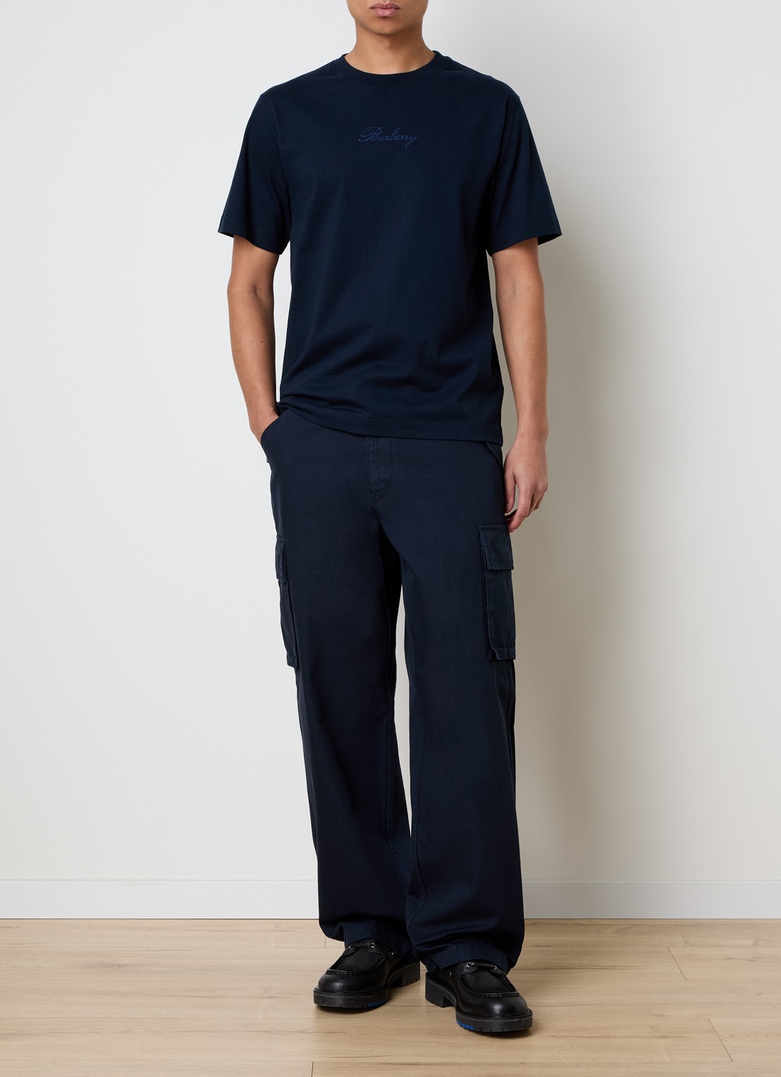 Burberry Cyrus loose fit cargobroek met klepzakken - voorkant 6 donkerblauw