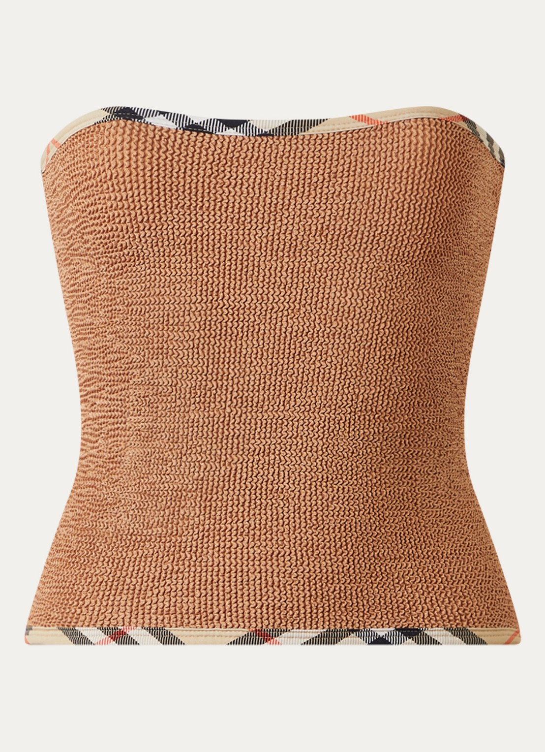 Burberry Devyn badrok en -bandeautop met scrunchie en structuur - voorkant 4 cognac