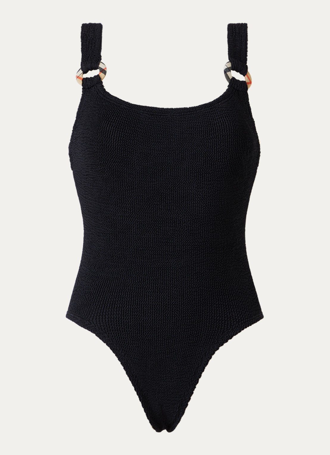 Burberry Domino badpak met scrunchie en structuur - voorkant 3 zwart
