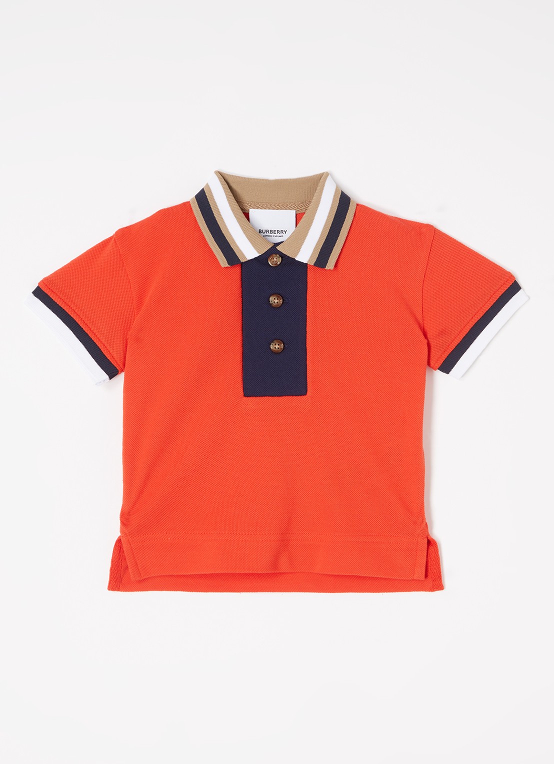 Burberry Douglas polo van piqué katoen met logoprint - voorkant rood