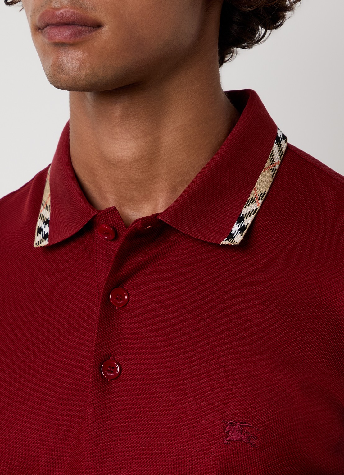 Burberry Eddie regular fit polo met logo - detail 5 donkerrood
