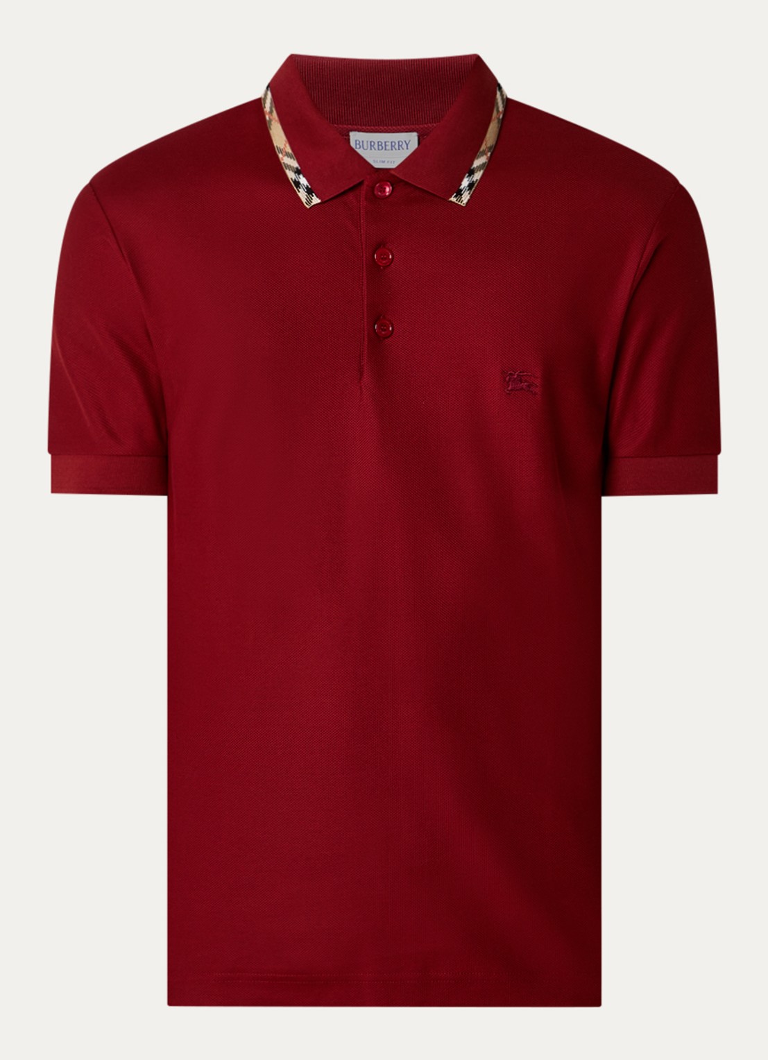 Burberry Eddie regular fit polo met logo - voorkant donkerrood