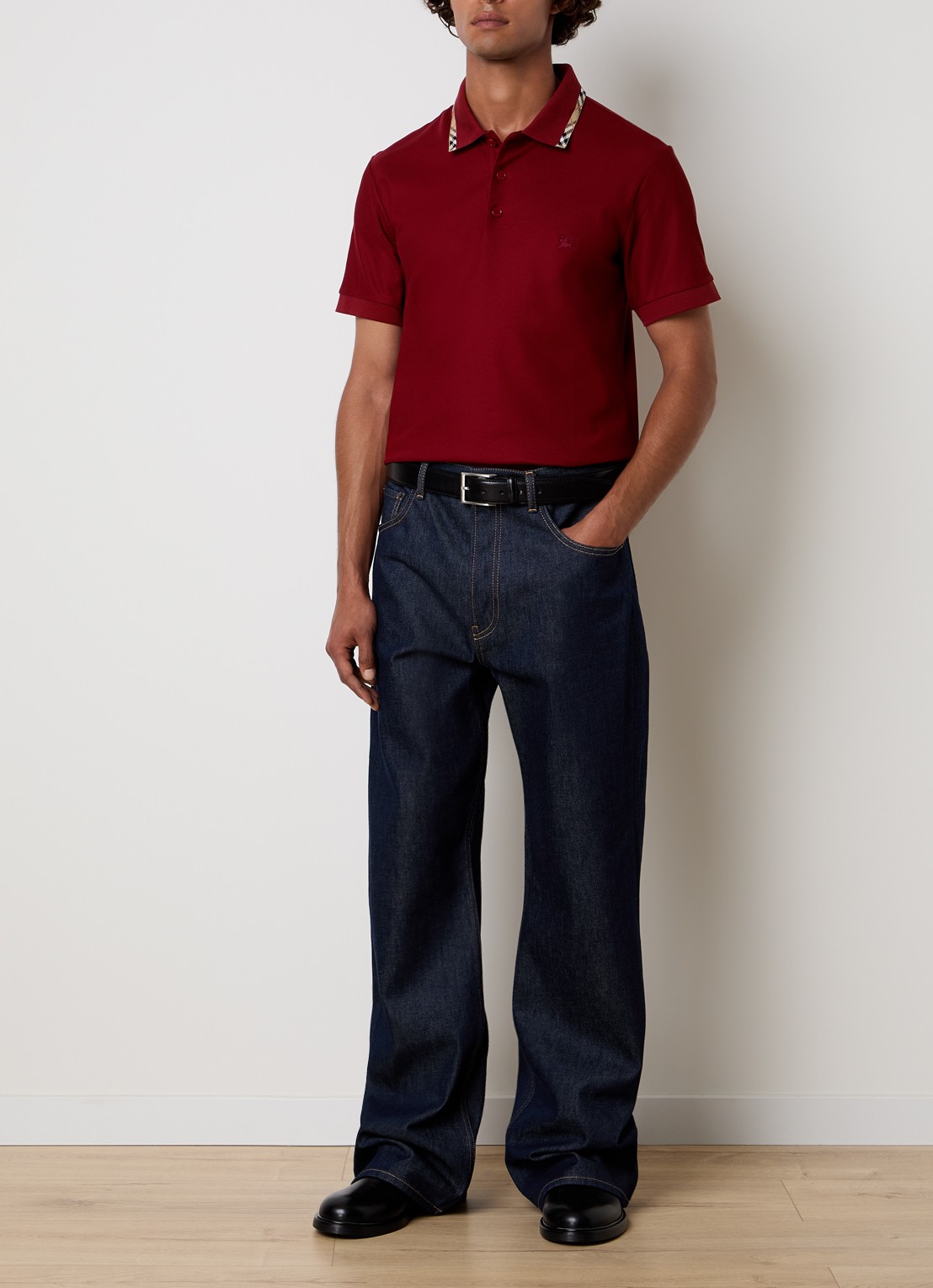 Burberry Eddie regular fit polo met logo - voorkant 2 donkerrood