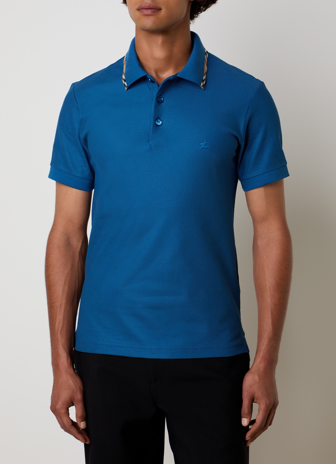 Burberry Eddie regular fit polo met logo - detail 4 kobaltblauw