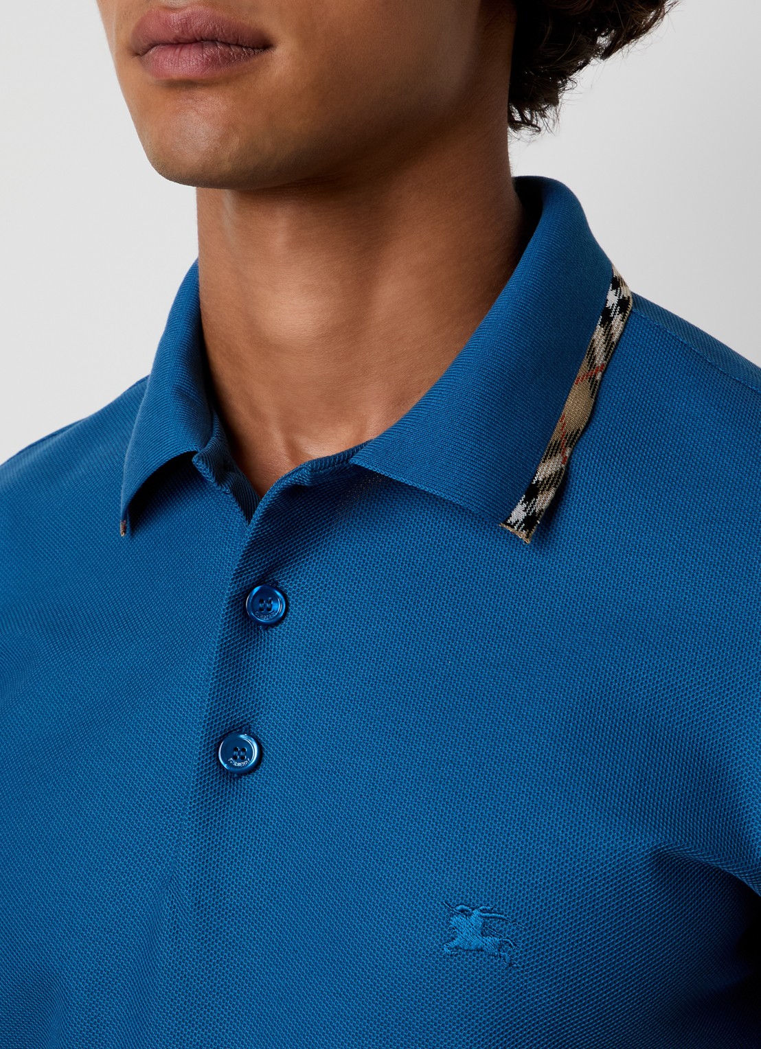 Burberry Eddie regular fit polo met logo - detail 5 kobaltblauw