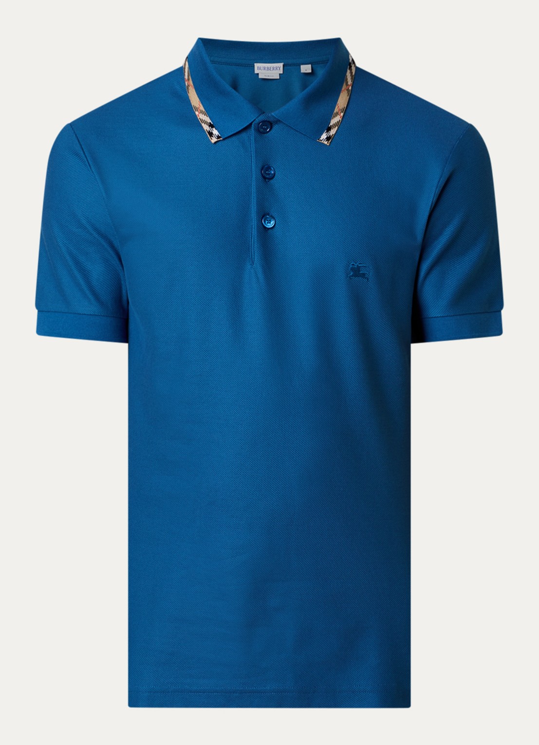 Burberry Eddie regular fit polo met logo - voorkant 2 kobaltblauw