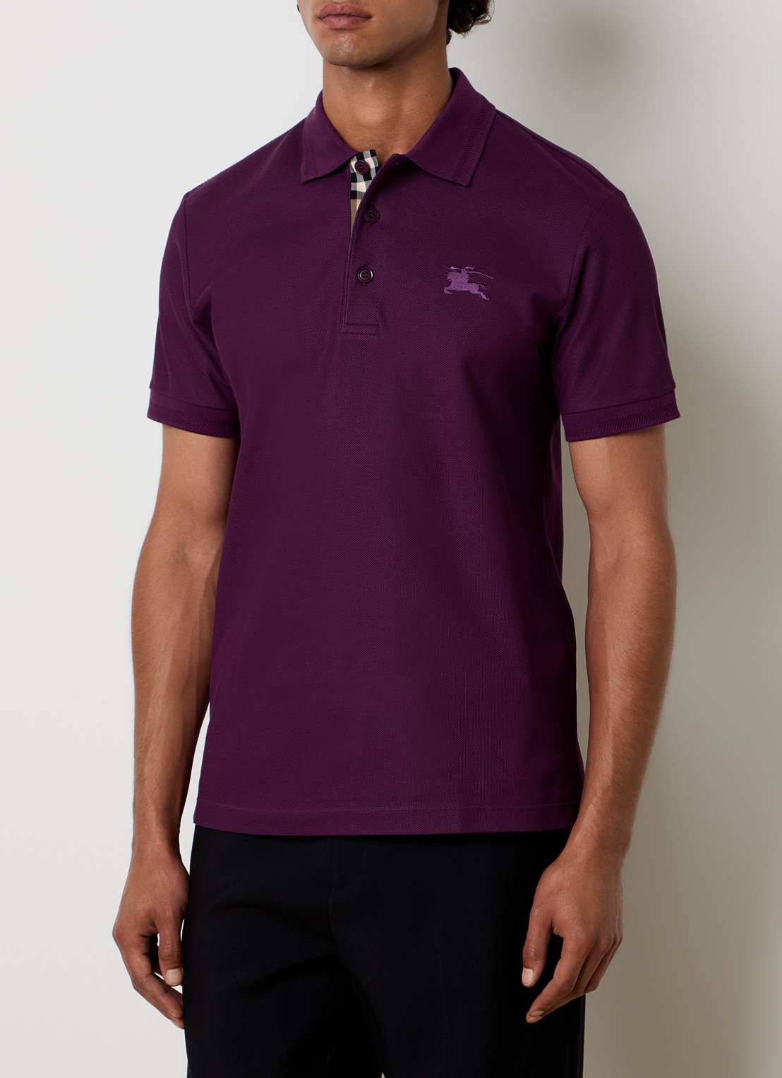 Burberry Eddie regular fit polo met logo - detail 4 paars