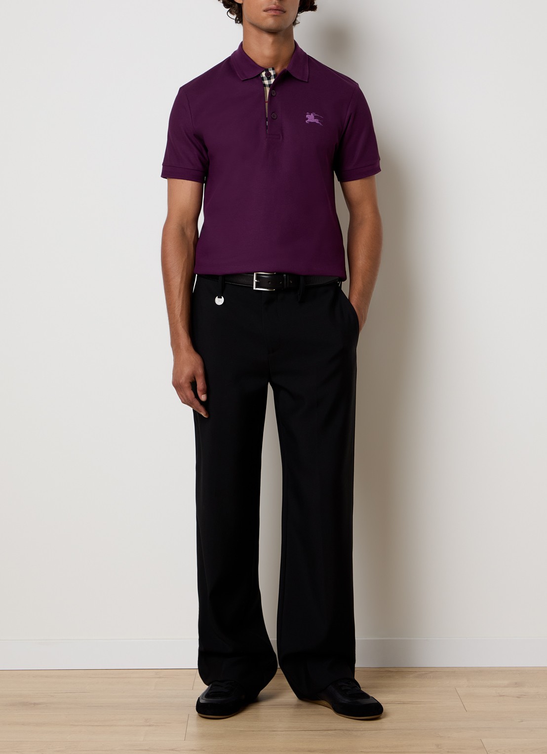Burberry Eddie regular fit polo met logo - voorkant 2 paars