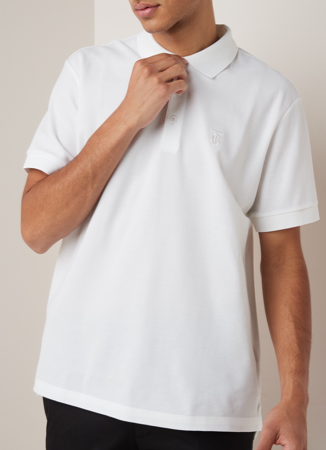 Burberry Eddie regular fit polo van piqué katoen - detail 4 wit