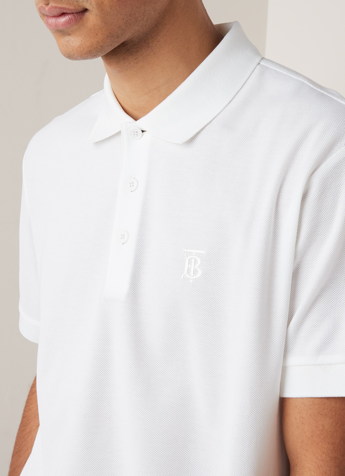 Burberry Eddie regular fit polo van piqué katoen - detail 5 wit