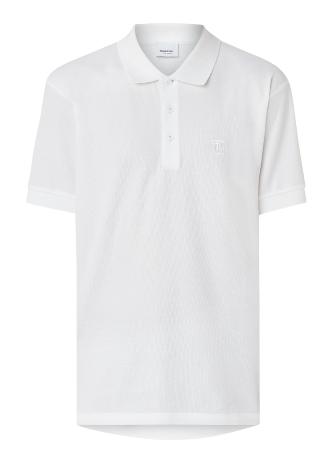 Burberry Eddie regular fit polo van piqué katoen - voorkant 2 wit