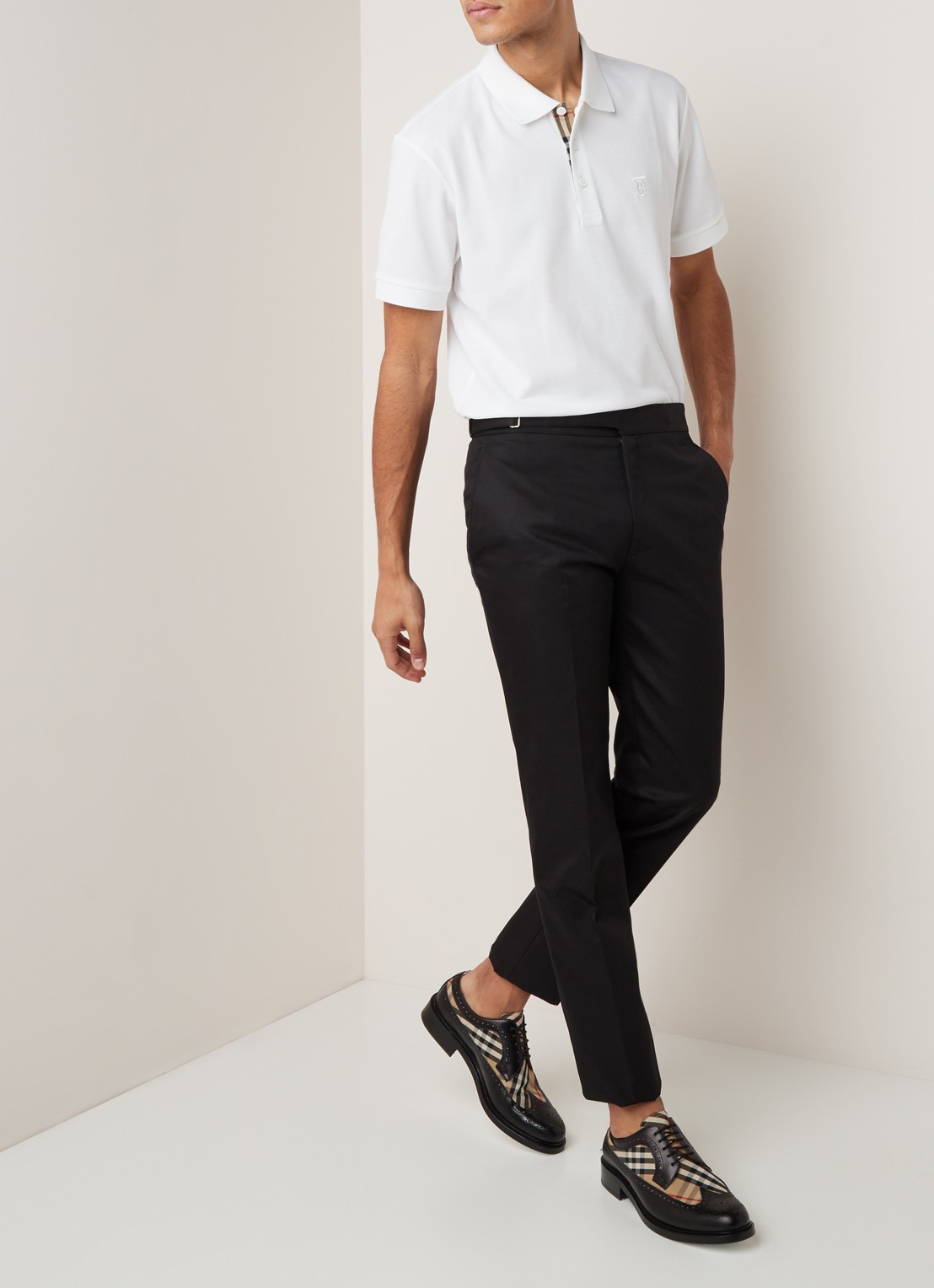 Burberry Eddie regular fit polo van piqué katoen - voorkant 3 wit