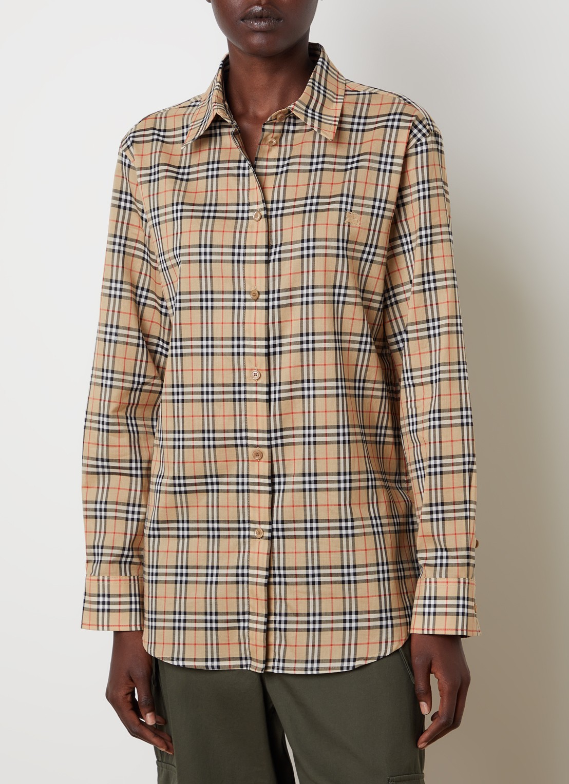 Burberry Emma overhemd met ruitdessin - detail 2 zand
