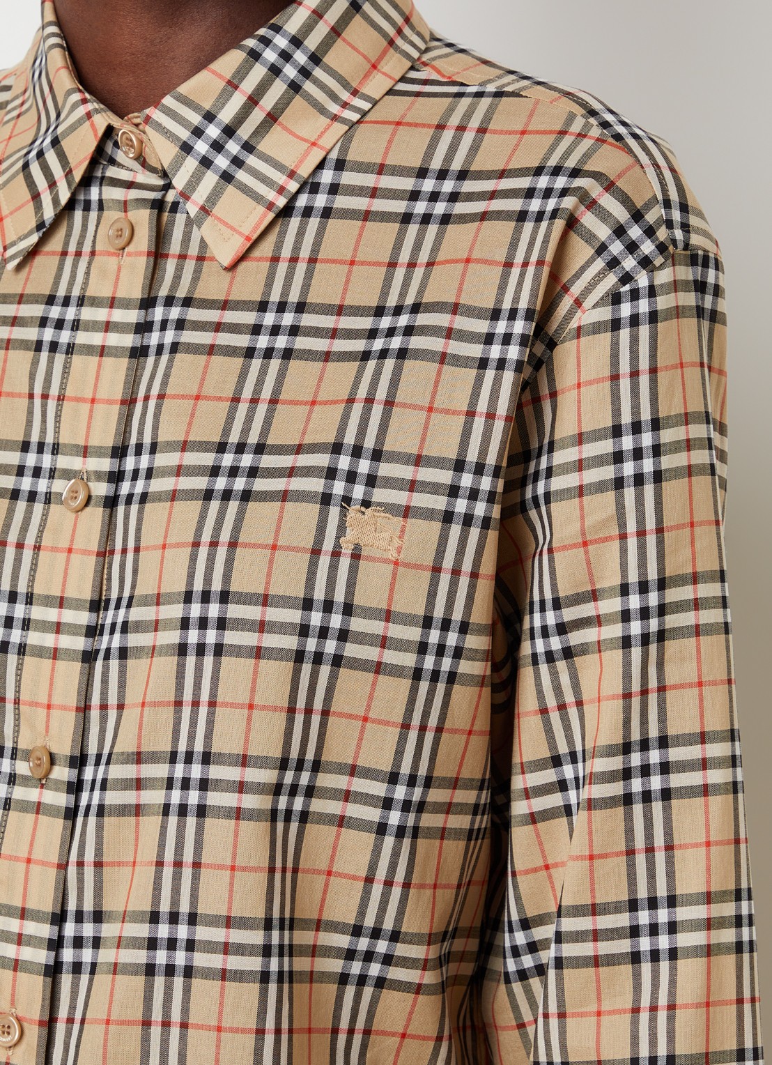 Burberry Emma overhemd met ruitdessin - detail 3 zand