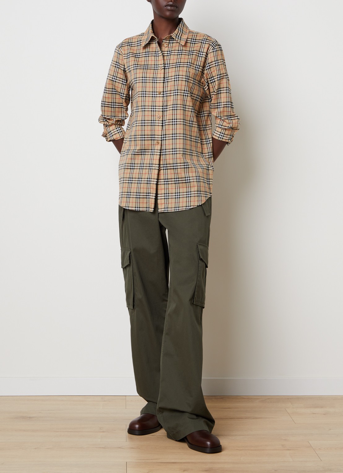 Burberry Emma overhemd met ruitdessin - voorkant 5 zand