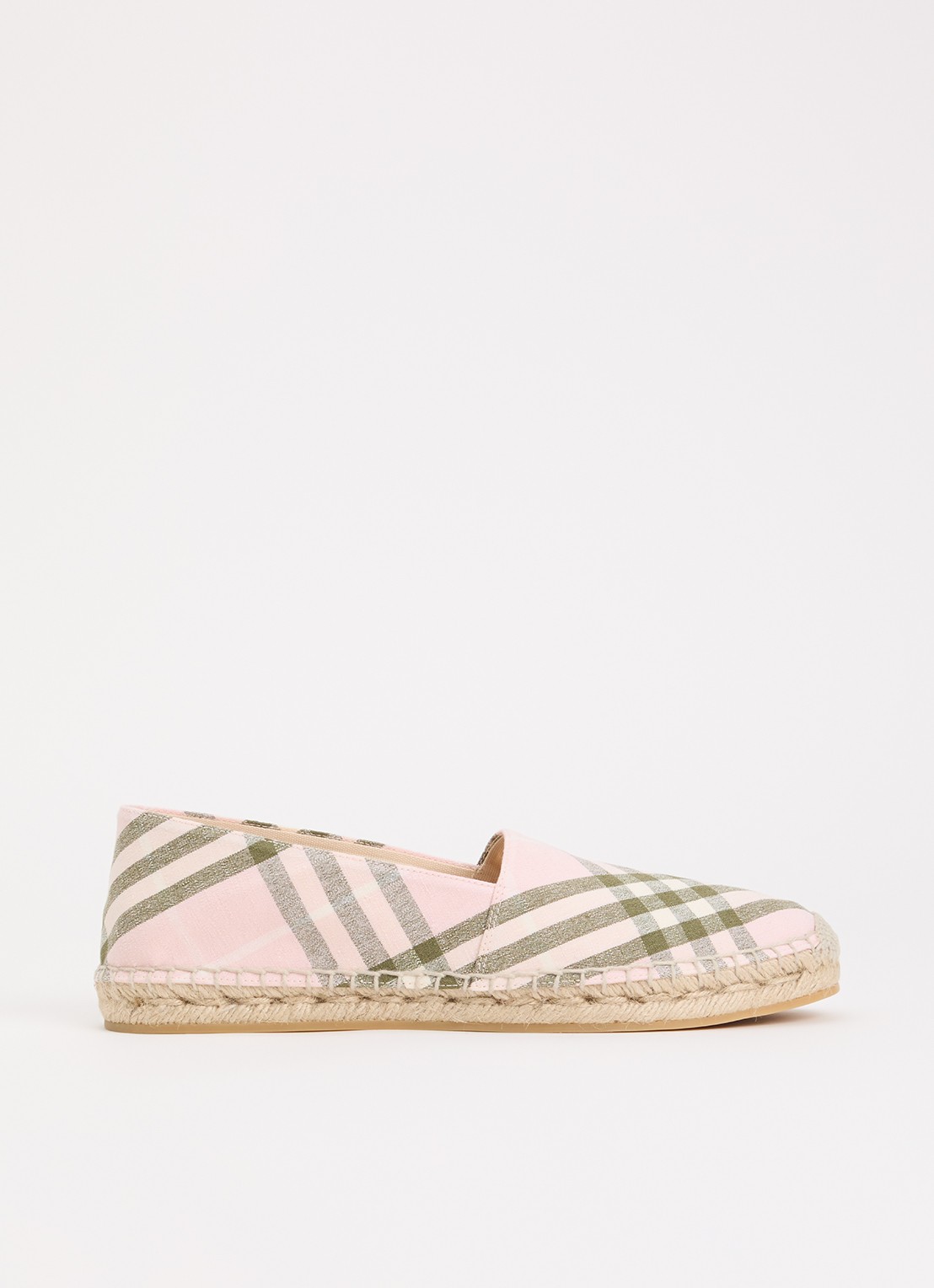 Burberry Espadrille met ruit dessin - voorkant 2 lichtroze