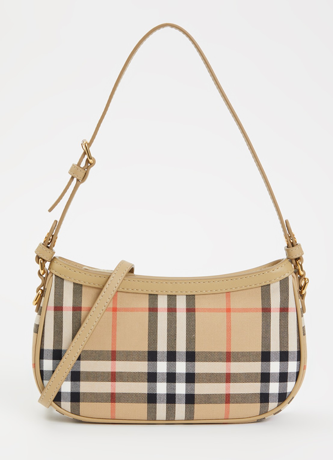 Burberry Eugenie schoudertas met ruitdessin en details van leer  - voorkant 6 zand