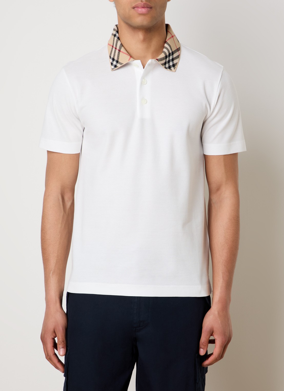 Burberry Evan regular fit polo met stretch - detail 2 wit