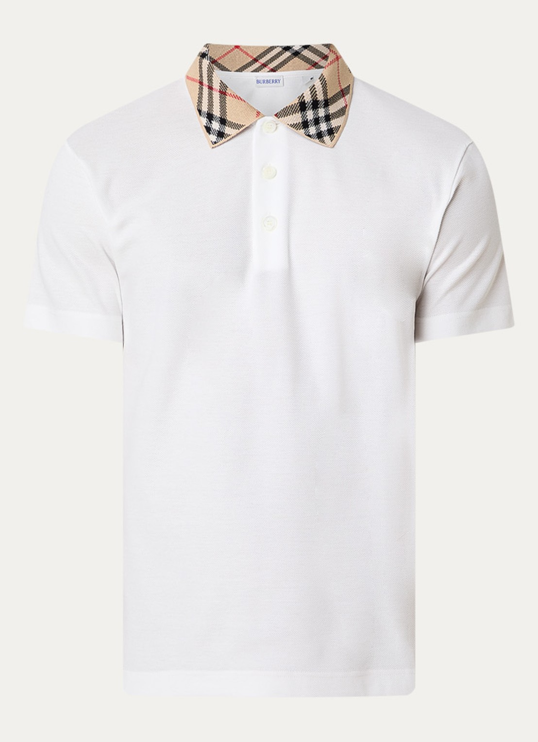 Burberry Evan regular fit polo met stretch - voorkant 4 wit