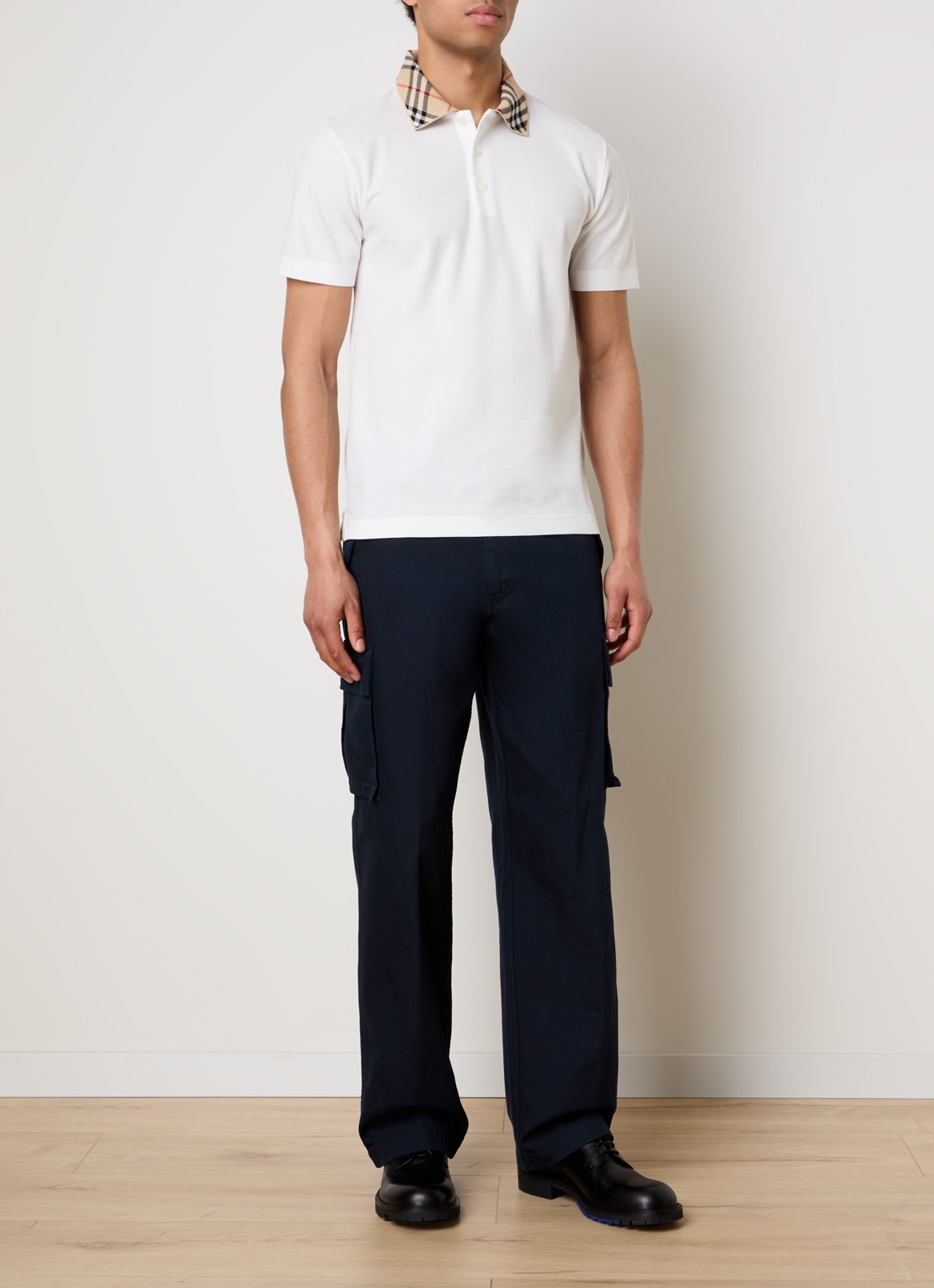 Burberry Evan regular fit polo met stretch - voorkant 5 wit