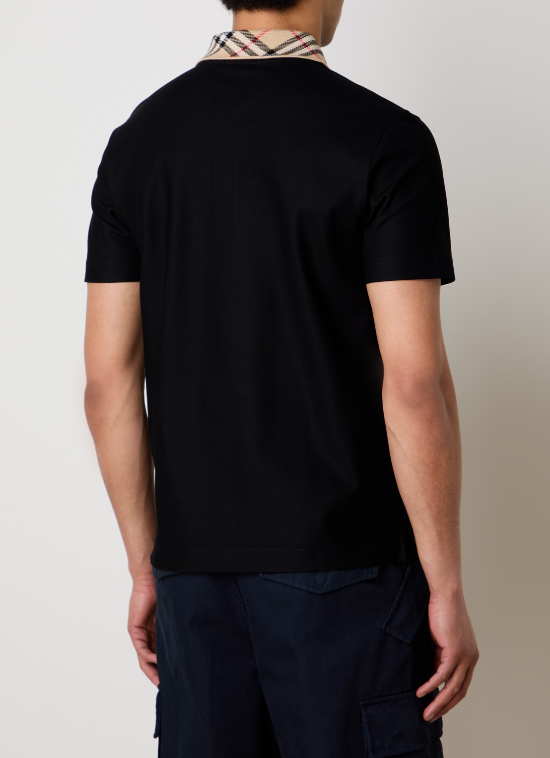 Burberry Evan regular fit polo met stretch - achterkant 5 zwart