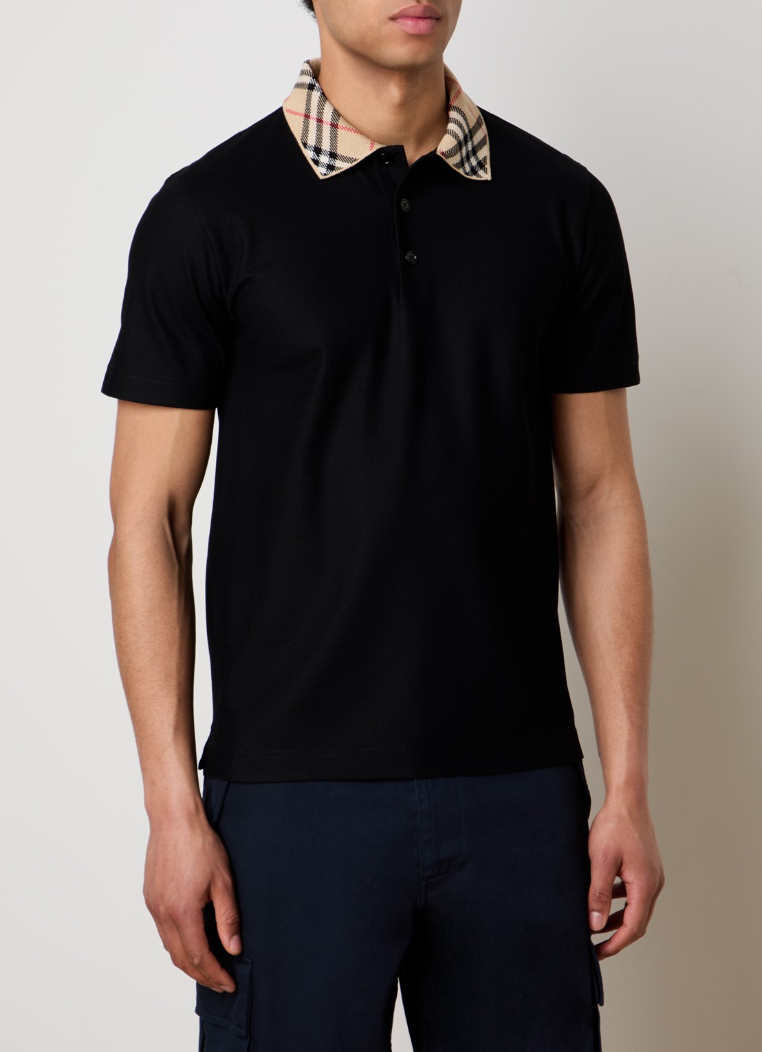 Burberry Evan regular fit polo met stretch - detail zwart
