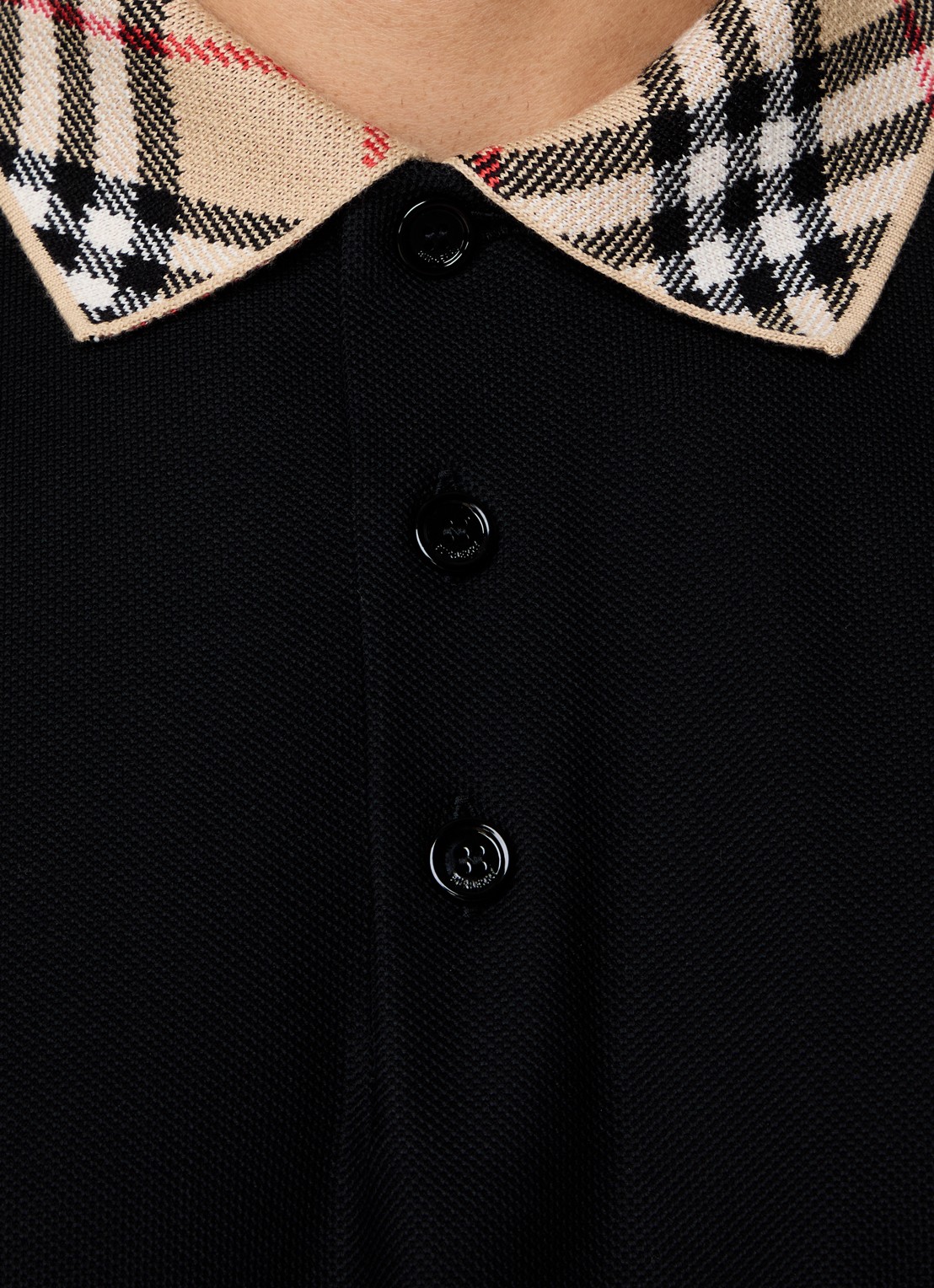 Burberry Evan regular fit polo met stretch - detail 2 zwart