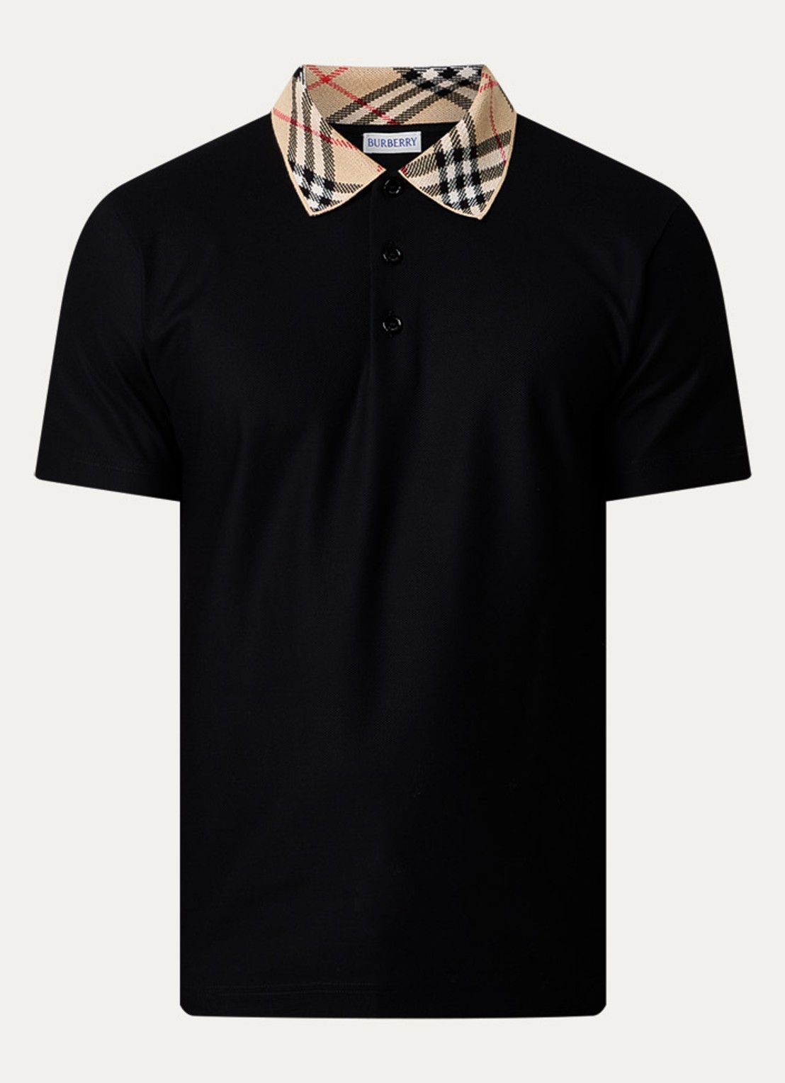 Burberry Evan regular fit polo met stretch - voorkant 3 zwart
