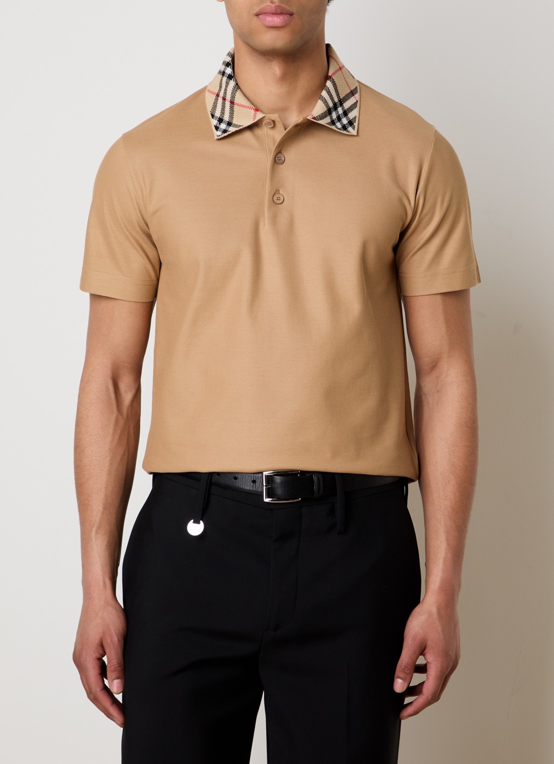 Burberry Evan regular fit polo met stretch - detail 4 camel