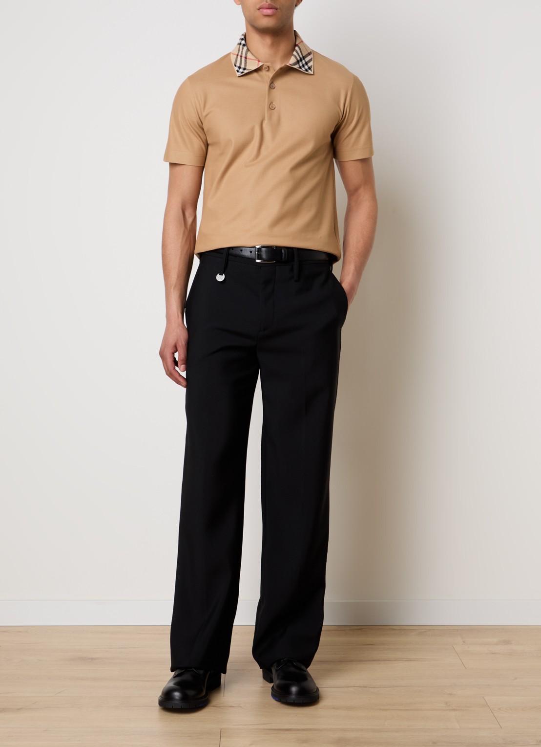 Burberry Evan regular fit polo met stretch - voorkant 3 camel