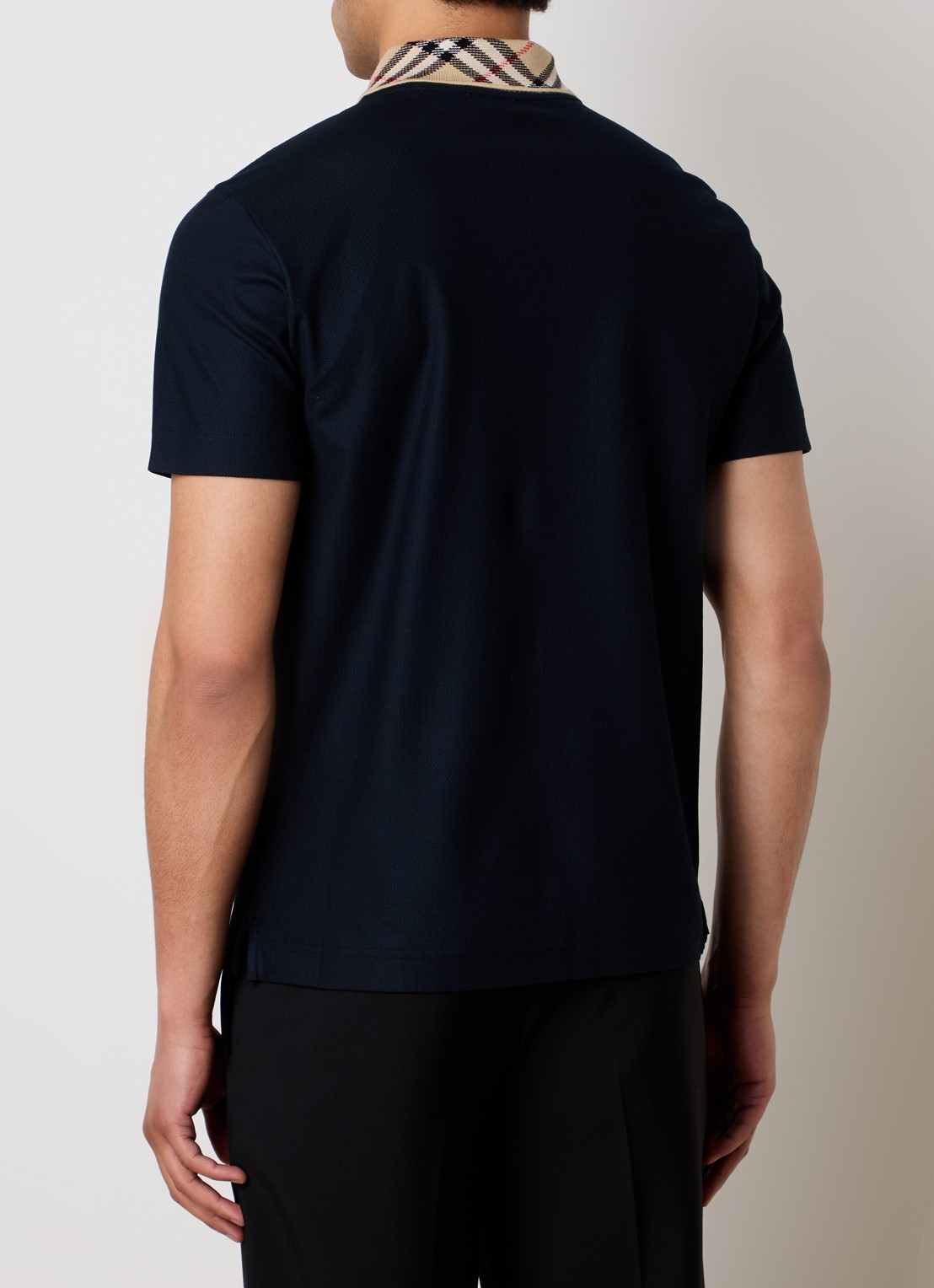 Burberry Evan regular fit polo met stretch - achterkant donkerblauw