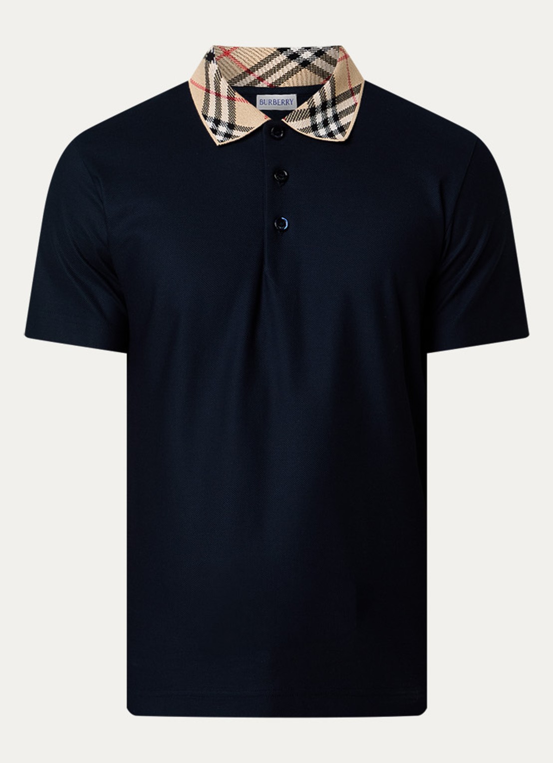 Burberry Evan regular fit polo met stretch - voorkant 2 donkerblauw