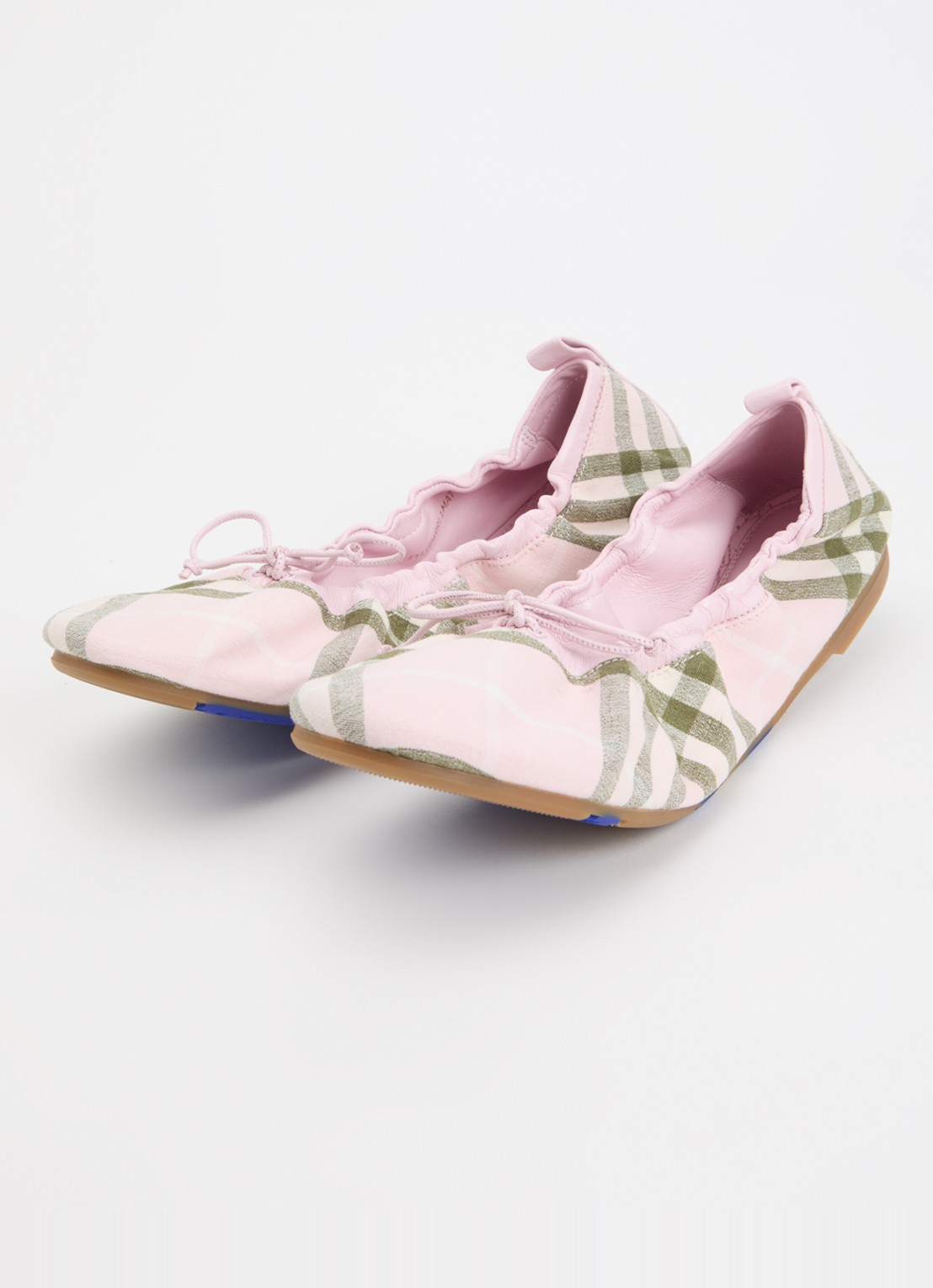 Burberry Fawn ballerina met details van lamsleer en ruitdessin - detail 4 lichtroze
