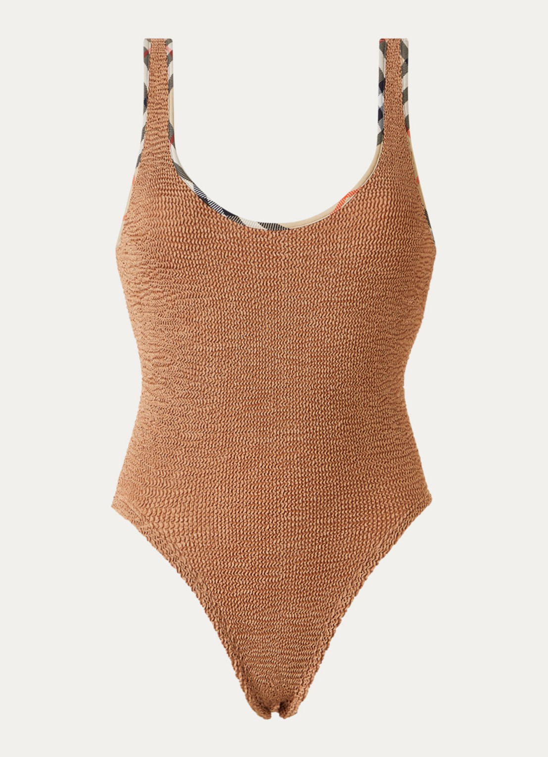 Burberry Faye badpak met scrunchie en rugdecolleté - voorkant 4 cognac
