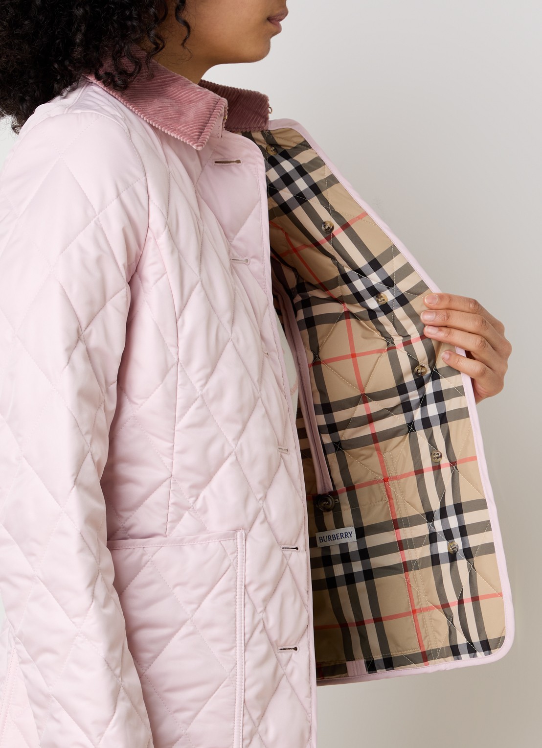 Burberry Fernleigh gewatteerd jack met steekzakken - detail 2 lichtroze
