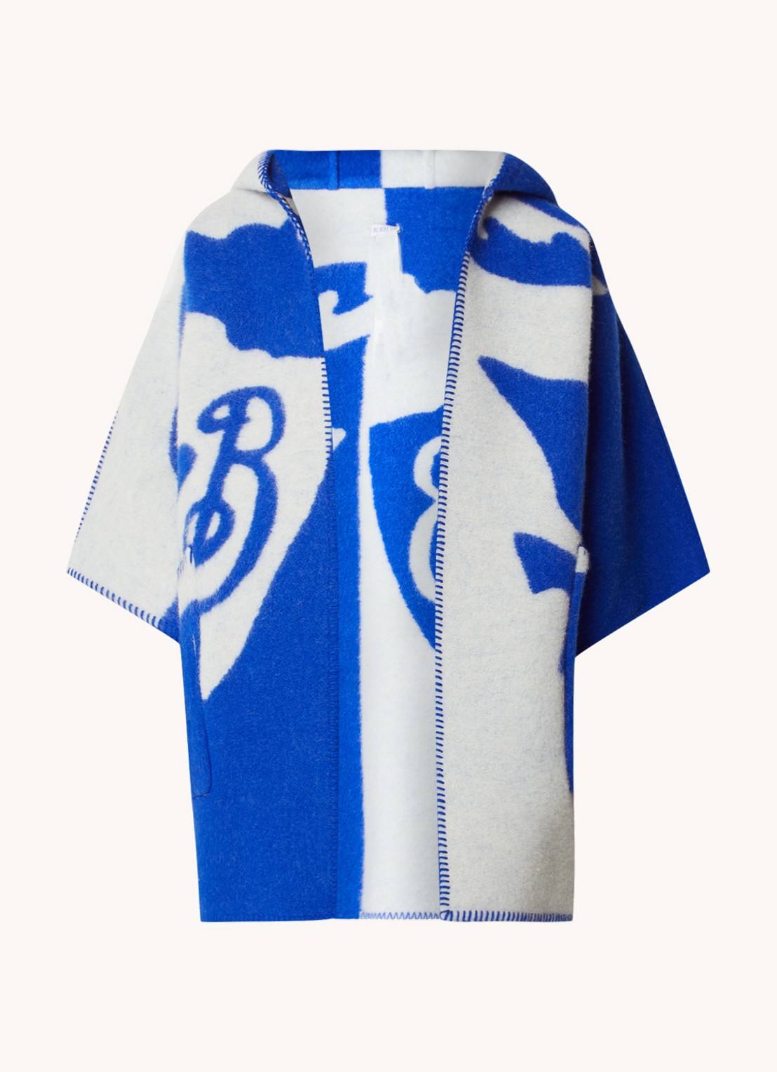 Burberry Fijngebreide cape van wol met steekzakken en capuchon - voorkant 5 royalblauw