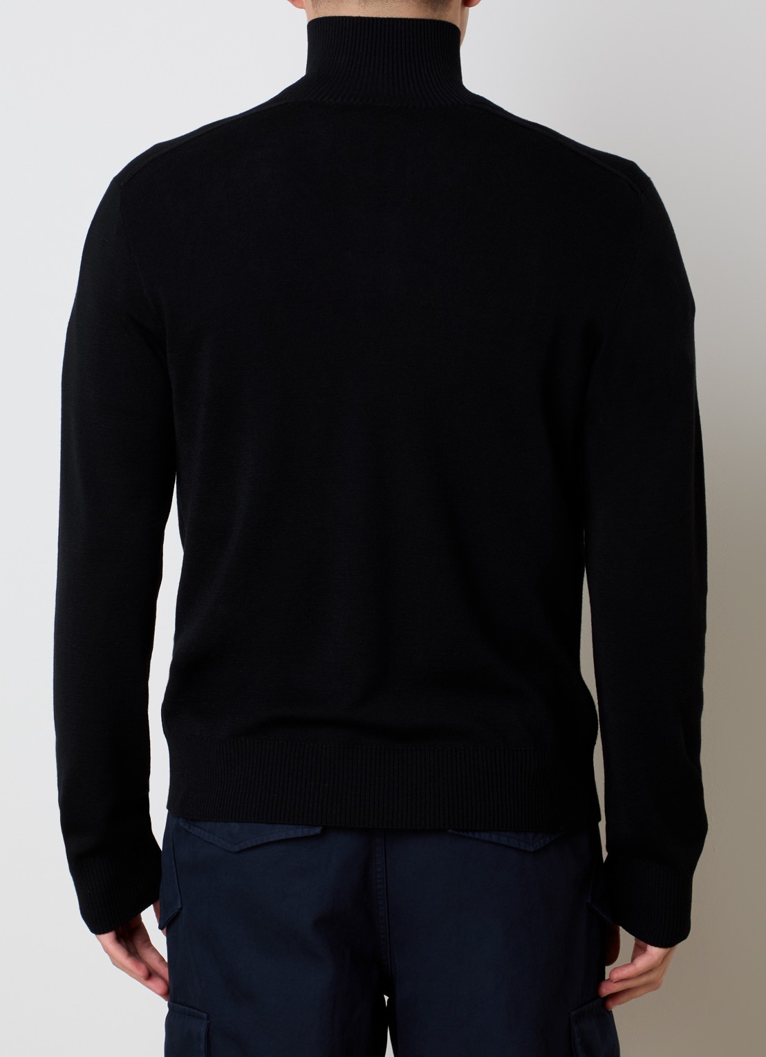 Burberry Fijngebreide pullover van wol met halve rits - achterkant 5 zwart