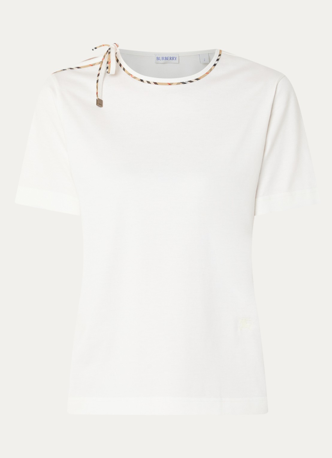Burberry Frankie T-shirt met strikkraag - voorkant gebroken wit