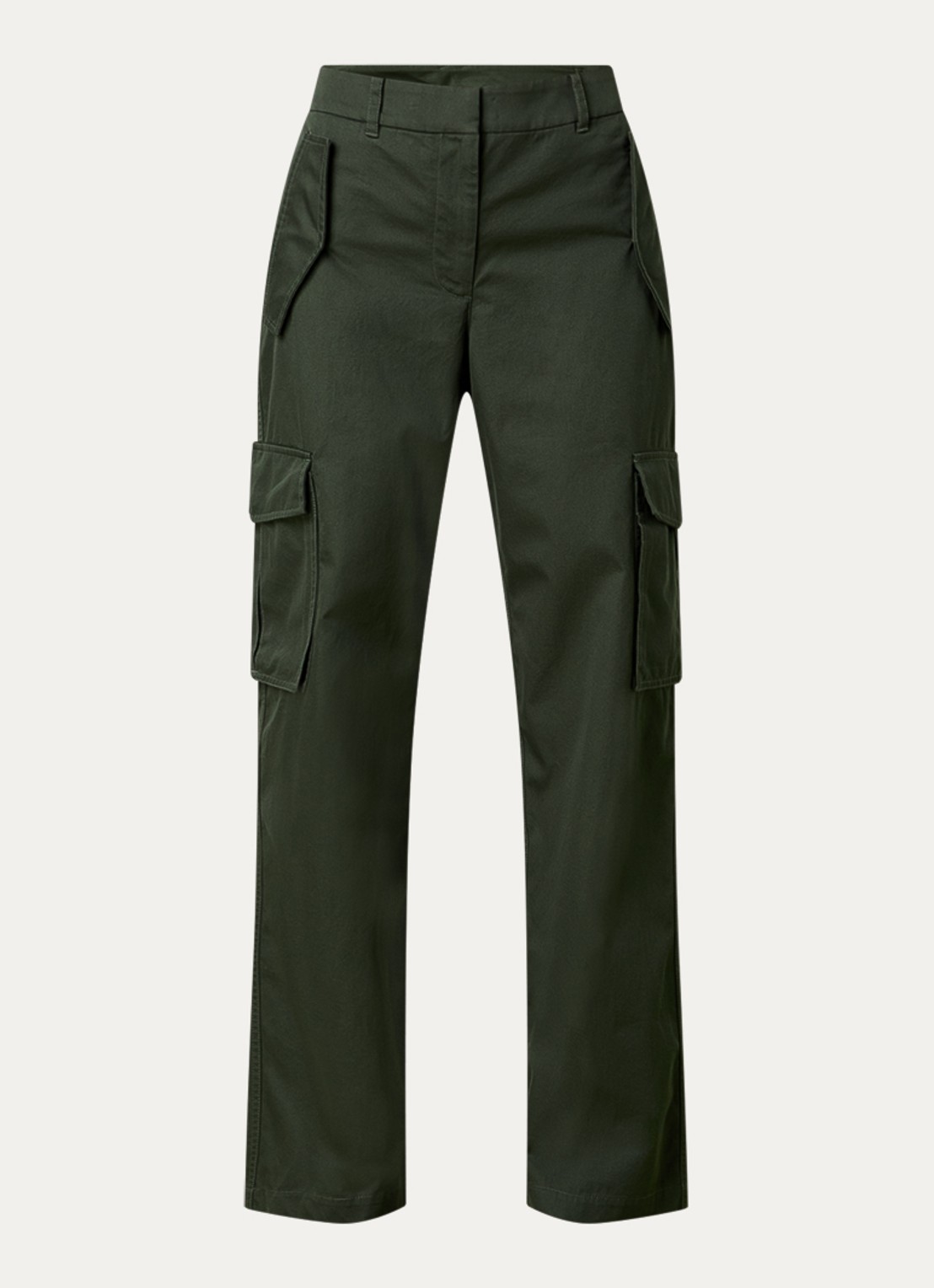 Burberry Freja high waist straight fit cargobroek met steekzakken - voorkant 4 olijfgroen