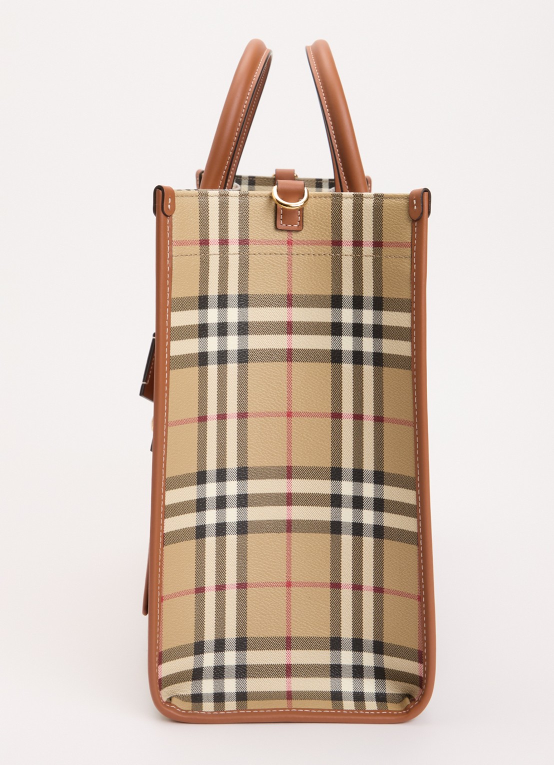 Burberry Freya Medium shopper met ruitdessin en kalfsleren details - detail 6 khaki