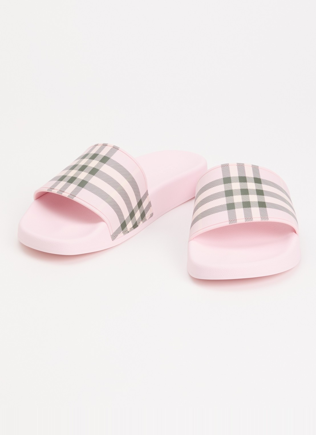 Burberry Furley slipper met ruit dessin - detail lichtroze