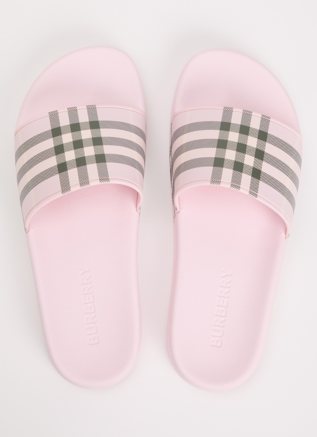 Burberry Furley slipper met ruit dessin - detail 2 lichtroze