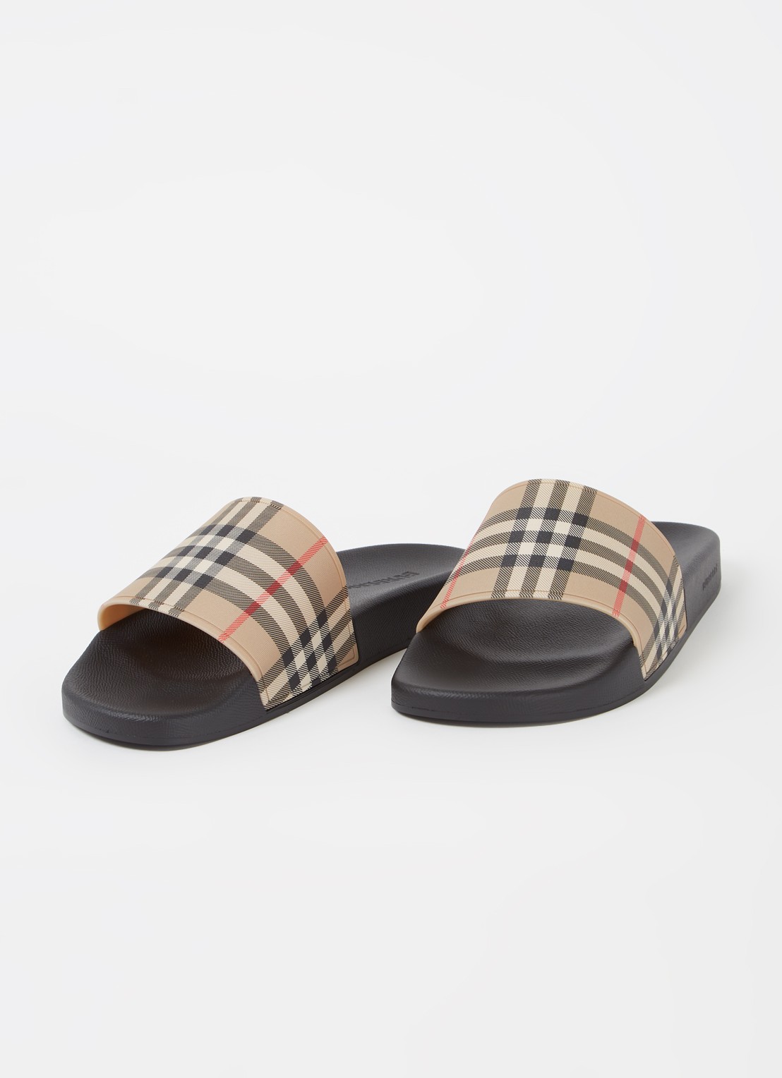 Burberry Furley slipper met ruitdessin - detail 3 beige