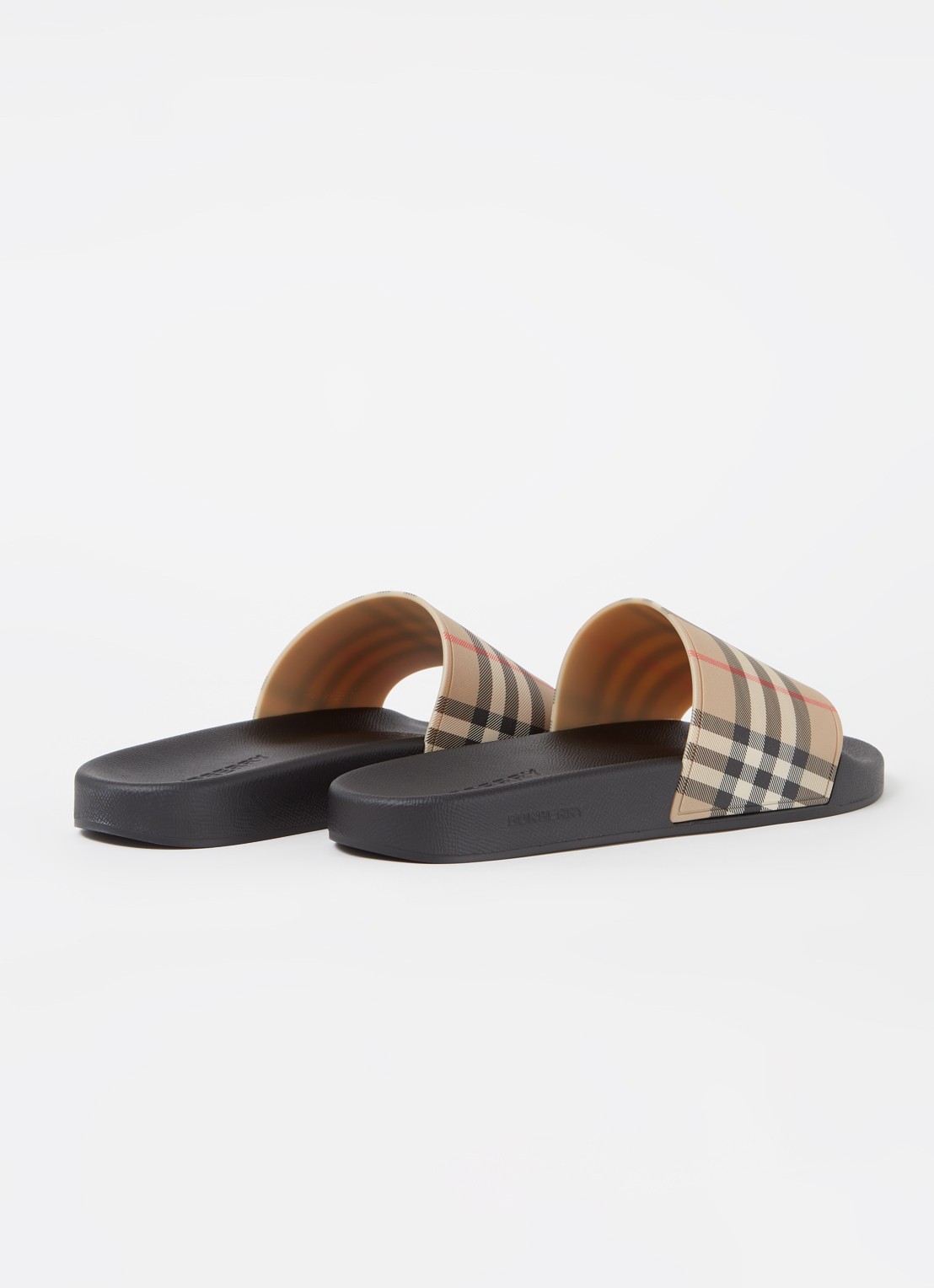 Burberry Furley slipper met ruitdessin - detail 4 beige