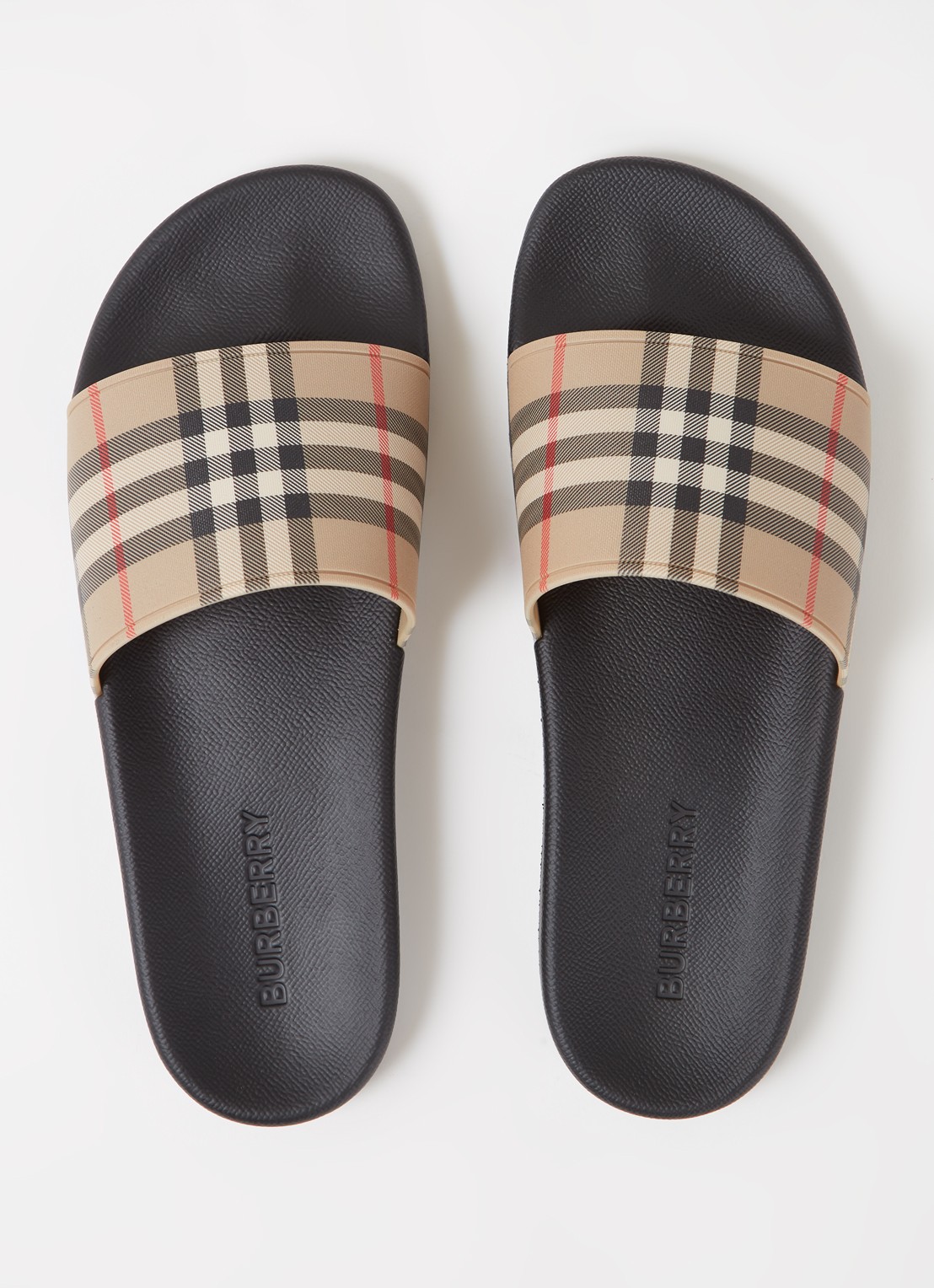 Burberry Furley slipper met ruitdessin - detail 5 beige