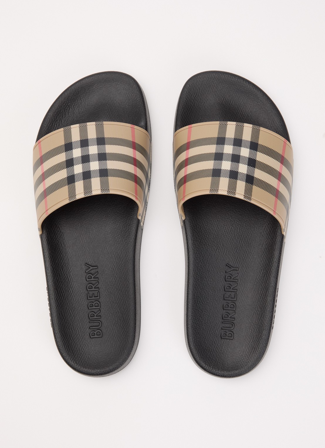 Burberry Furley slipper met ruitdessin - detail 4 beige