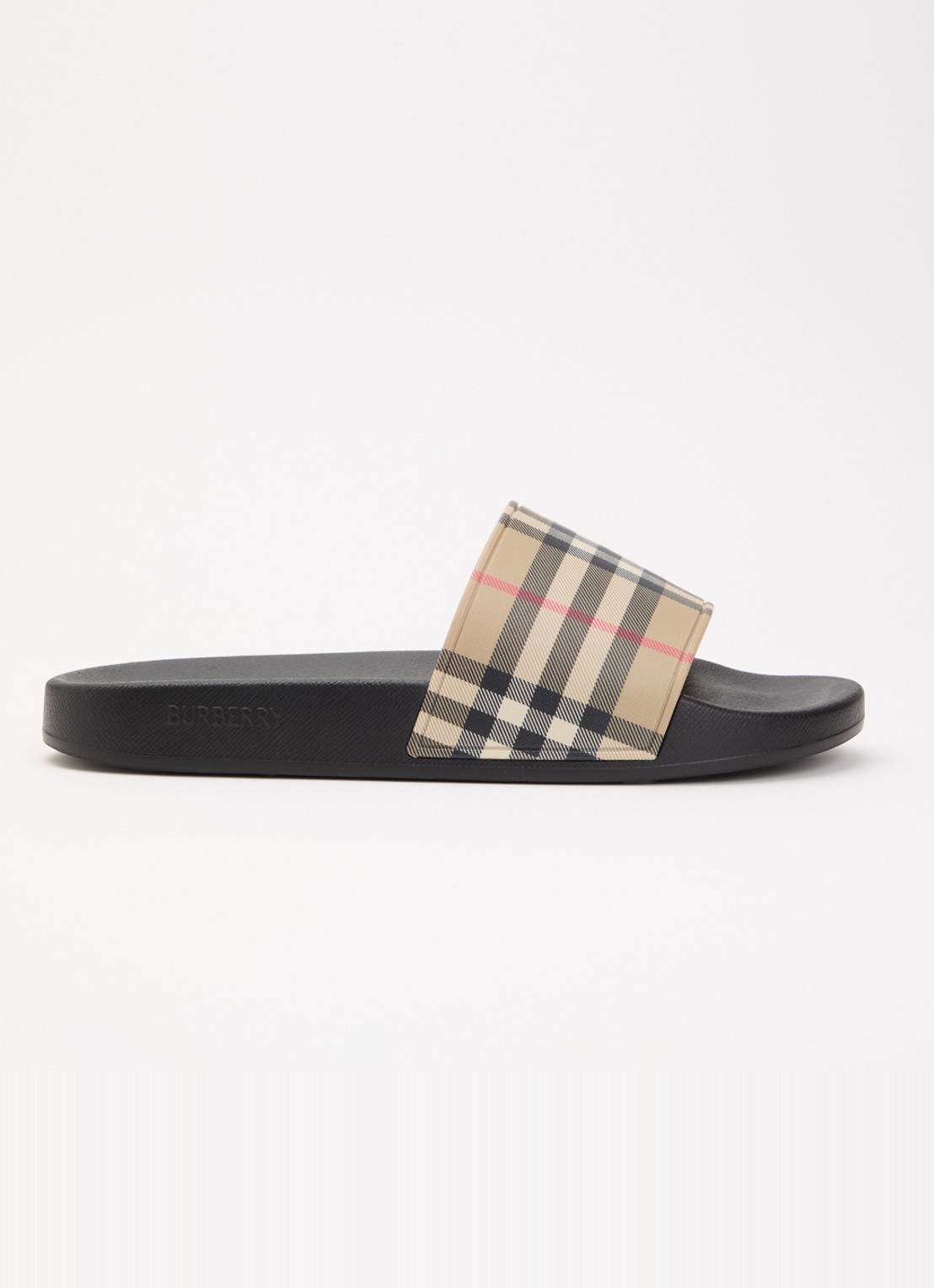 Burberry Furley slipper met ruitdessin - voorkant beige