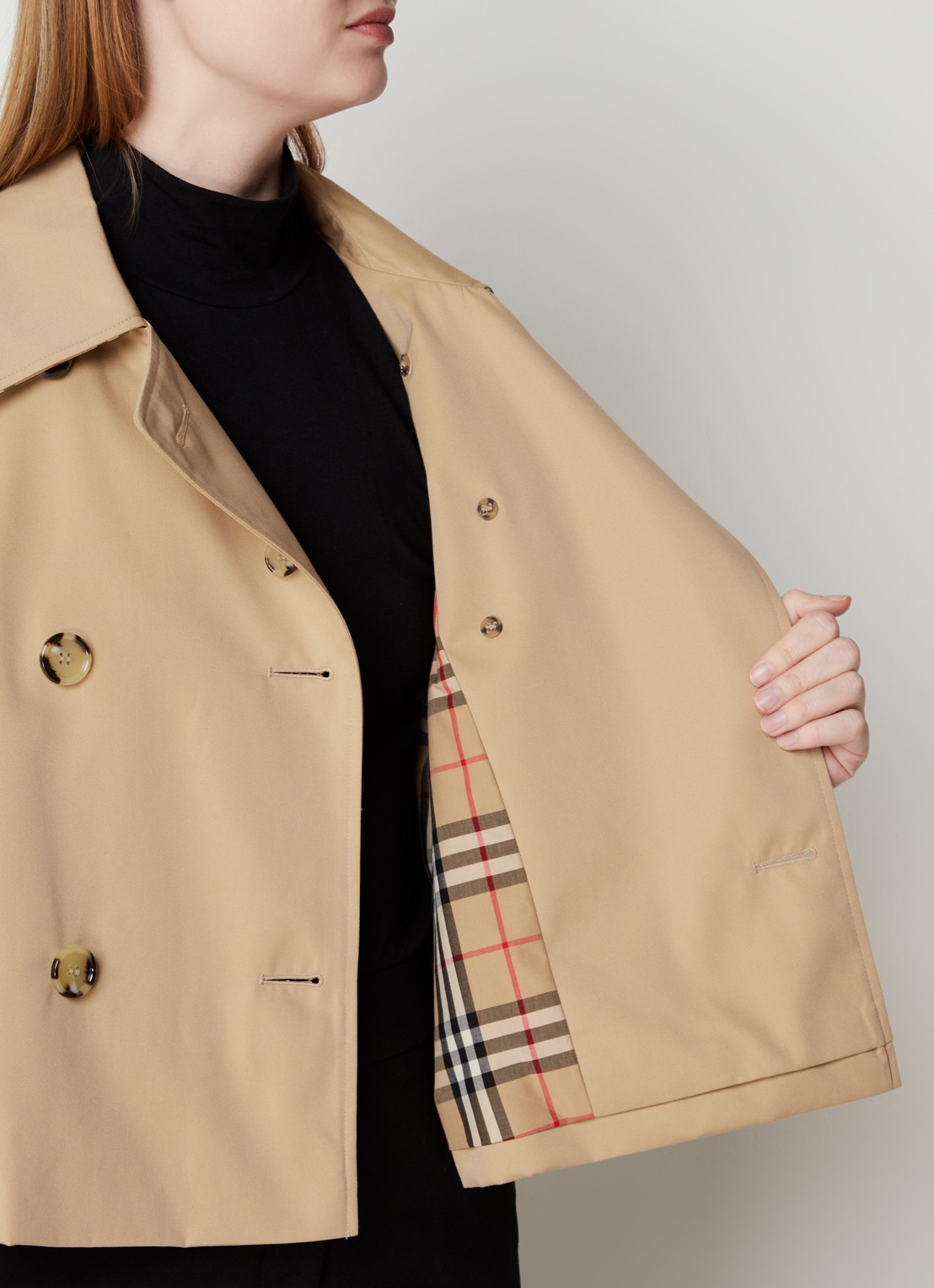 Burberry Haltye double-breasted trenchcoat met steekzakken - detail 2 donkerbeige