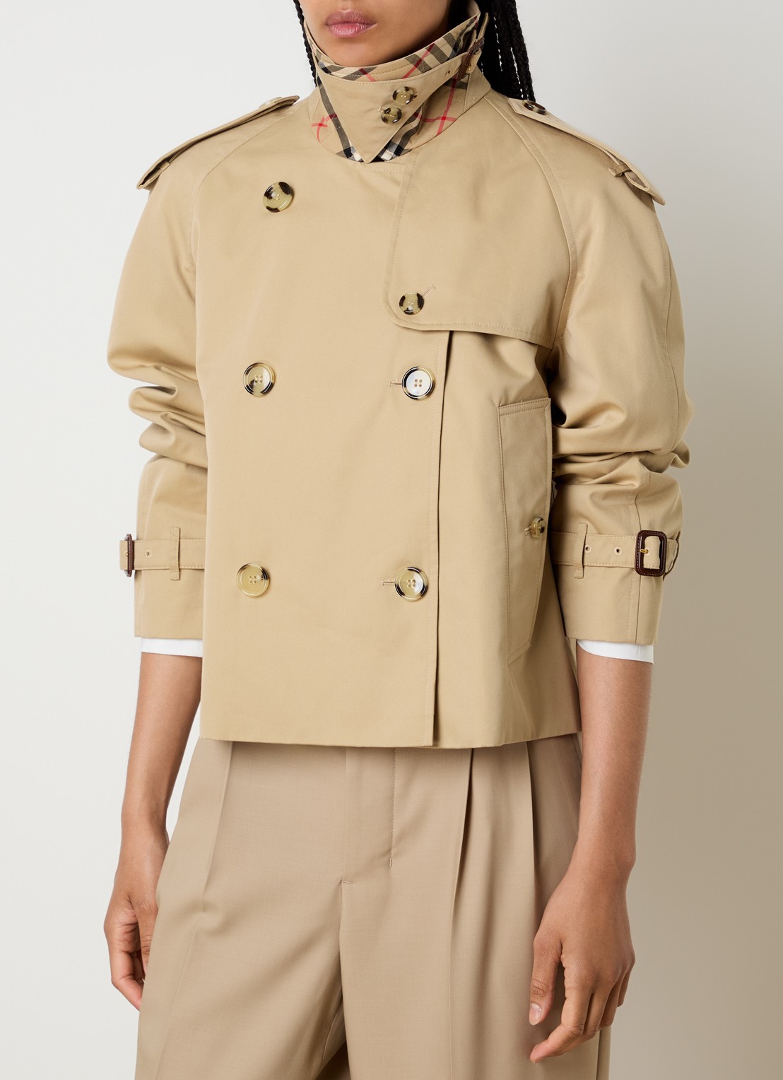 Burberry Haltye trenchcoat met steekzakken - detail beige